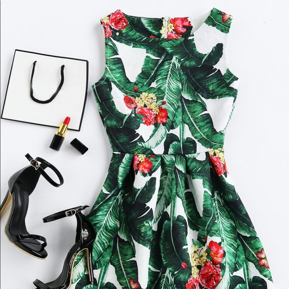 shein palm leaf dress